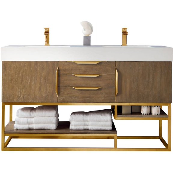 James Martin Vanities 983-V59d-Rg-Gw Columbia 60" Free Standing Double Basin Vanity Set -