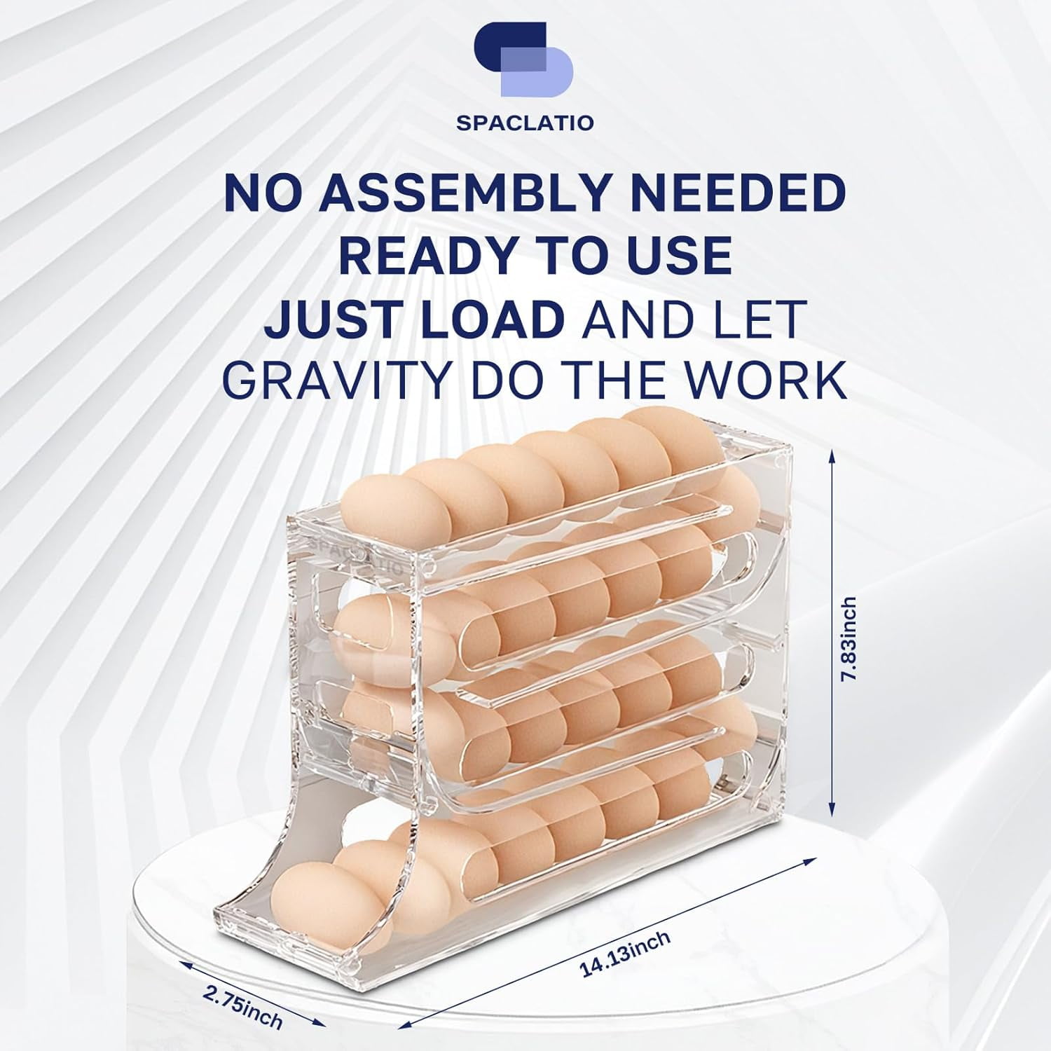 CAILDANL 4 Tiers Egg Holder for Fridge with 30 Egg Capacity - 2 Pack Auto Rolling Egg Storage Organizer for Refrigerator, Space Saving Egg Tray in Kitchen (Clear)