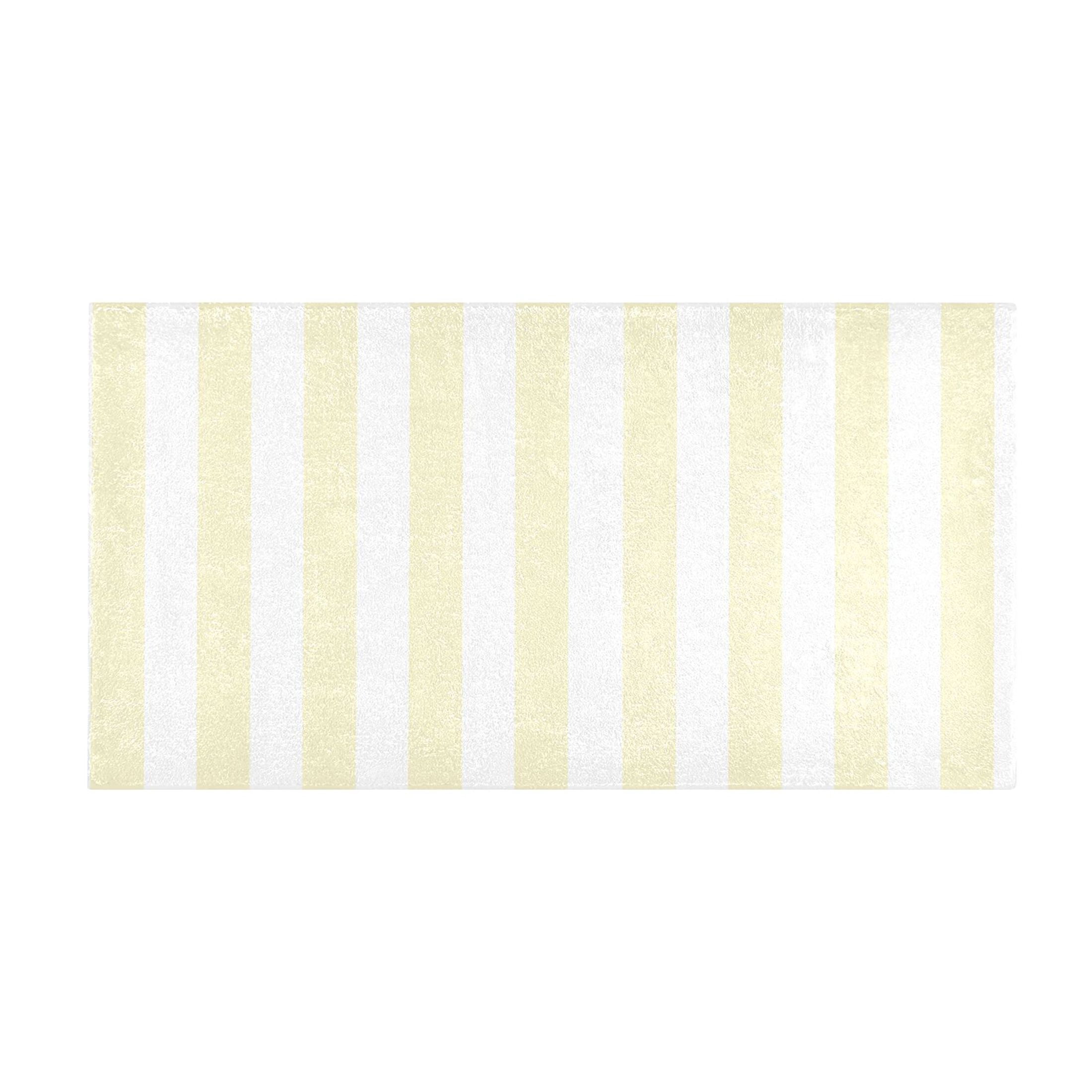 Dailycode Light Yellow and White Stripes Bathroom Rugs Non Slip Absorbent Soft Plush Quick Dry Bath Mat, 39"x20"
