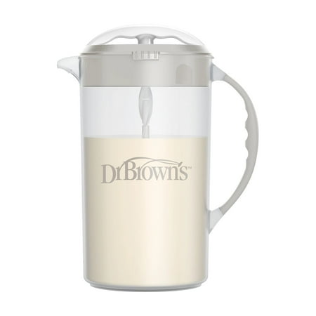 Dr. Brown's Baby Formula Mixing Pitcher with Adjustable Stopper, Locking Lid & No Drip Spout, Gray, BPA-Free, 36 oz
