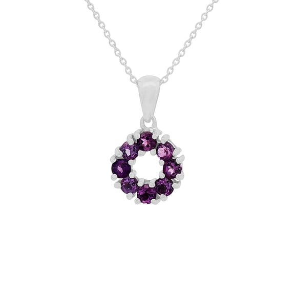 Round Shape Amethyst Silver Pendant