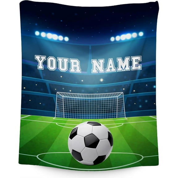 Custom Soccer Blanket - Soft, Fuzzy & Warm - 40x50 Inches Flannel Throw Blankets for Travel, Office - Colorful Sports Throws Gift for Boys, Girls