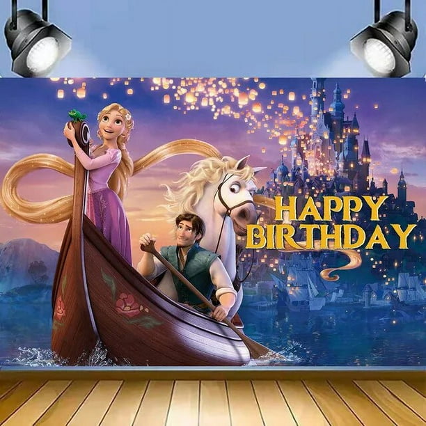 Disney Tangled Rapunzel Princess decoraciones para fiestas, vasos de papel desechables, platos, Pancarta, globos para niñas, suministros para fiestas de cumpleaños