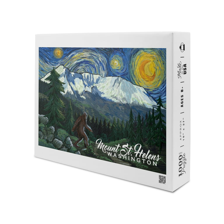 Mount St Helens, Washington, Bigfoot, Starry Night (1000 Piece Puzzle, Size  19x27, Challenging Jigsaw Puzzle for Adults and Family, Made in USA) 