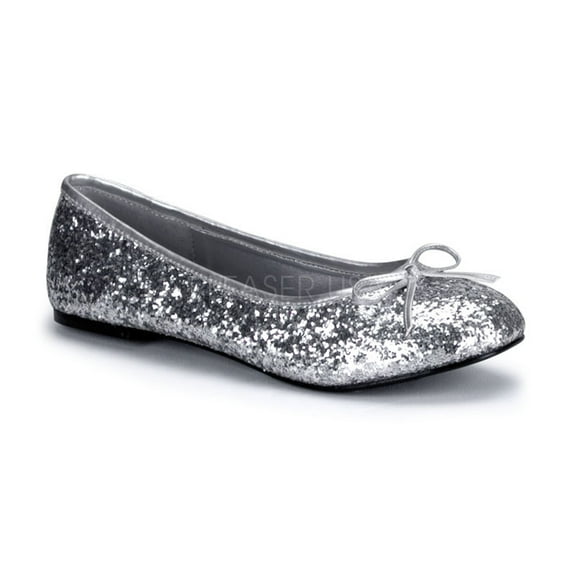 Womens Halloween Star Silver Glitter Flat Shoes size 6