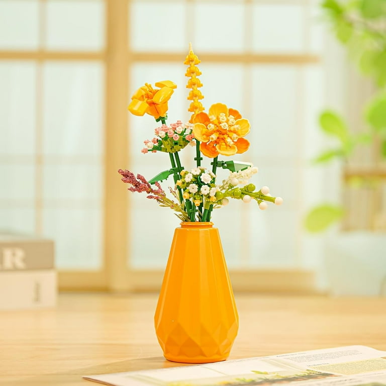 GZBrick Flowers Bouquet Botanical Building Set with Vase for