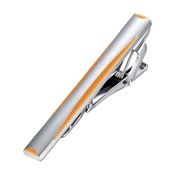 Yoursfs Business Tie Clip for Men Stylish Silver Wedding Tie Clip Popular Short Tie Clip Accessory Gift（Silver/Orange）