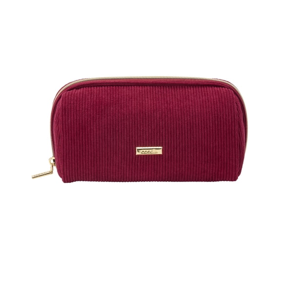 Conair Burgundy Cord Pencil Case, Compact Beauty Organizer with Metal Hardware, 1 Count