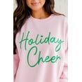 thumbnail image 6 of Women's Pink Holiday Cheer Letter Graphic Christmas Slogan Sweatshirt | [ZhiHiMeRi] | (US 20-22)2XL, 6 of 8