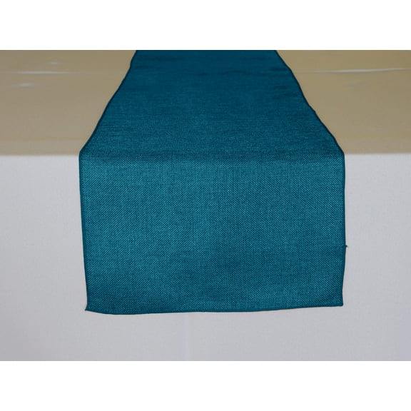 Faux Burlap Table Runner Solid Dark Turquoise
