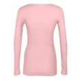 thumbnail image 5 of Womens Long Sleeve Shirts Square Neck Slim Fit Basic Tops Ribbed Thermal Undershirts Layering Tee Light pink L, 5 of 5