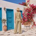 thumbnail image 5 of 2 Piece Sets for Women Casual Summer Sleeveless Round Neck Top Wide Leg Pants Lounge Travel Vacation Outfits Tank Tops Sets Casual Solid Color Outfit, 5 of 5
