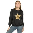 thumbnail image 4 of Unique Bargains Chandail en Molleton à Manches Longues Col Rond Étoile Brillant à Sequins pour Femmes, 4 of 6