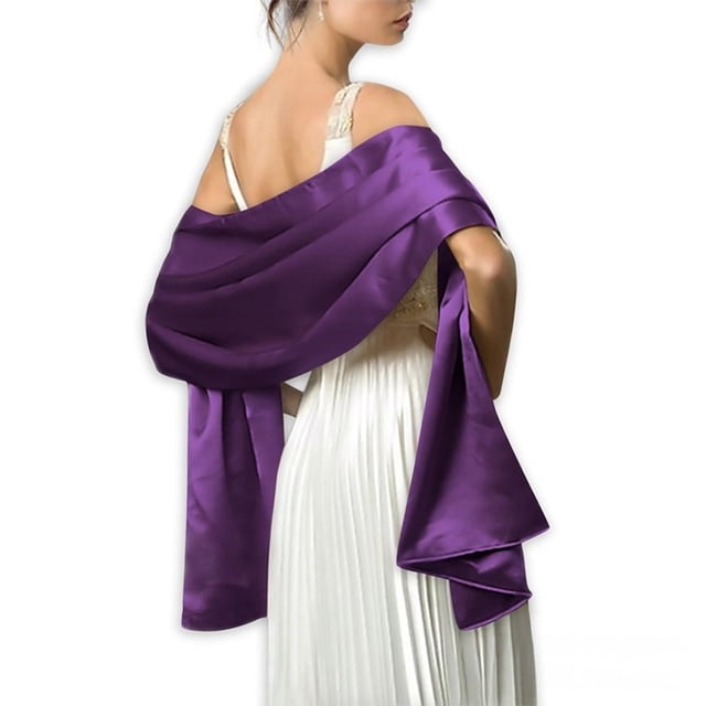 Minnieouse Bola de baile de boda para mujer, chal de satén para niñas, fiesta de noche, banquete, baile de graduación, bufanda decorativa Accesorios de disfraces Púrpura