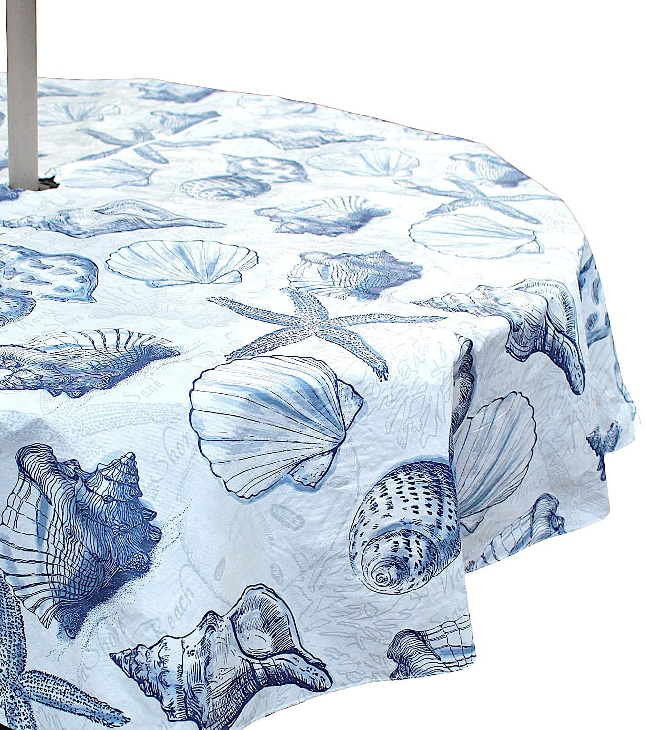 Elrene Summer Ocean Beach Shells Sketched Coastal Vinyl Tablecloths