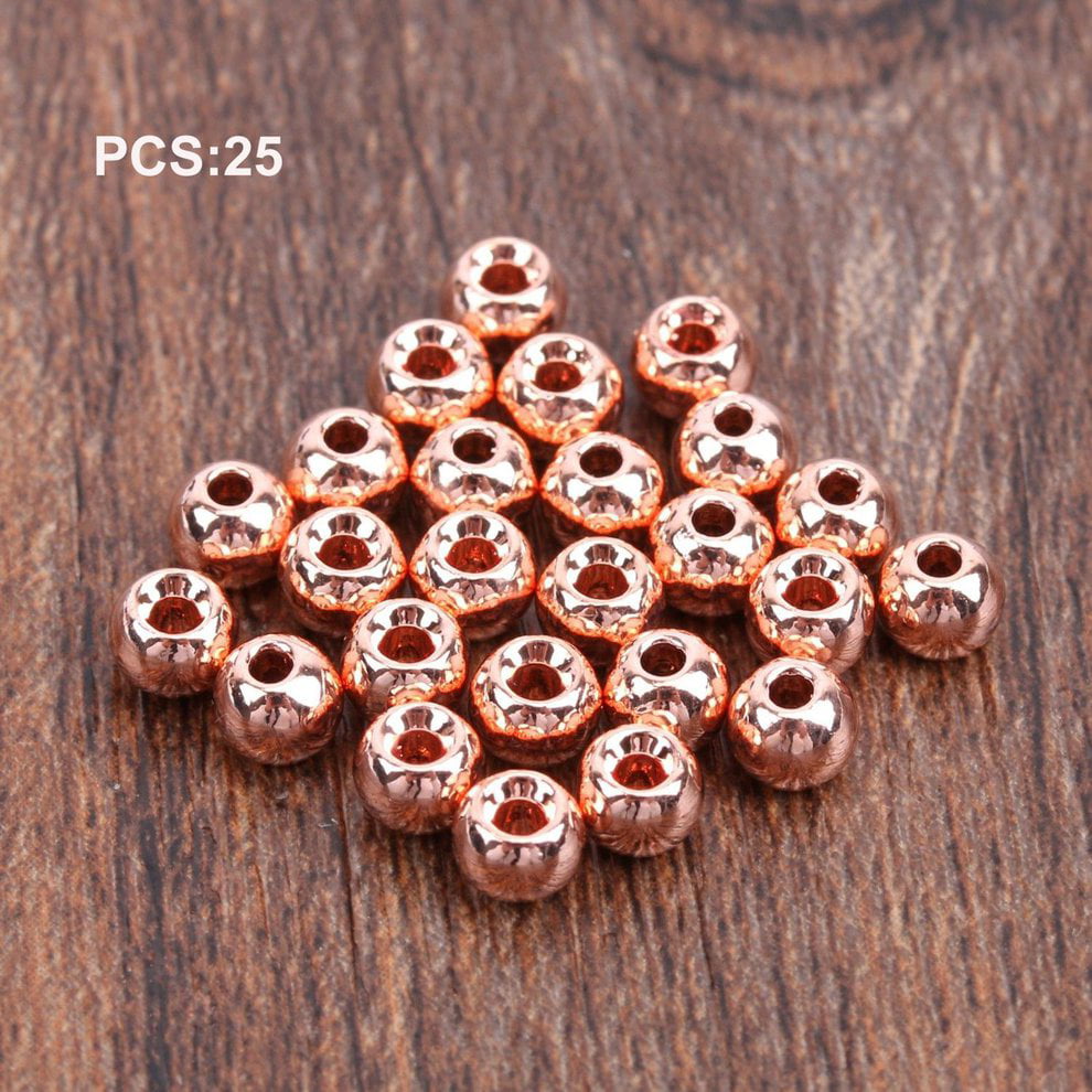25 Pcs Fly Tying Head Beads Tungsten Bead Round Nymph Head Ball Material 3.3mm Fishing Deep Sinking 