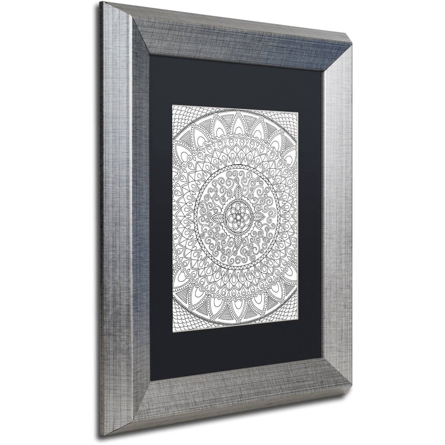 Trademark Fine Art "Petals Mandala" Canvas Art by Hello Angel, Black Matte, Silver Frame
