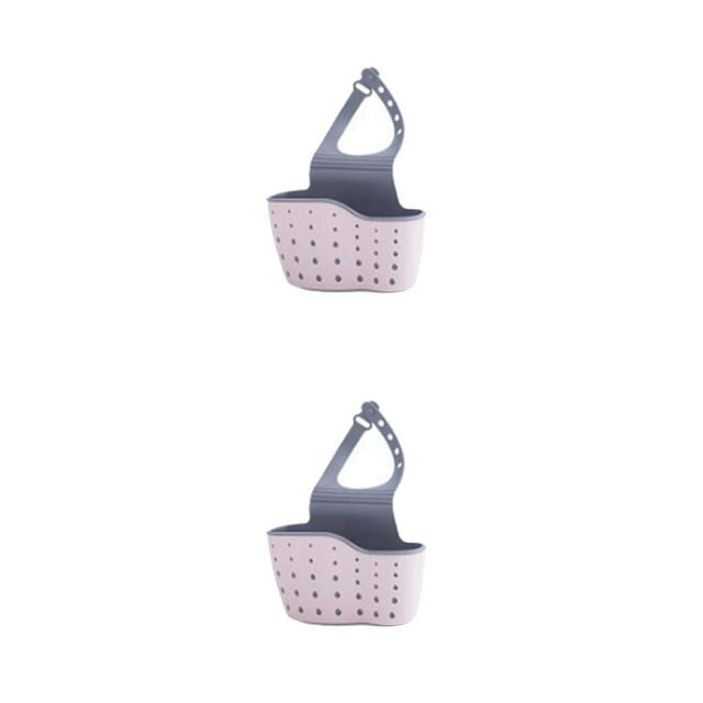 Transemion Réglable Suspendu Égouttoir Panier Cuisine Évier Étagère Savon Éponge Drain Rack Rose 2Set