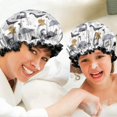 thumbnail image 6 of Shower Caps,Gray Brown Dinosaurs Palms Pattern Waterproof Shower Cap for Women 4 Pieces,Double Reusable Hair Cover for Shower PEVA Elastic Stretch Hem, 6 of 7