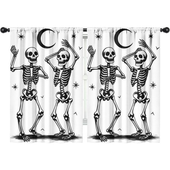 Blackout Kids Curtains,Dancing Skeletons with Moon and Stars Childrens Insulated Curtains Set Of 2,Bedroom Essentials,Toddler Room Decor 42x63in(106x160cm)