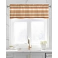 thumbnail image 2 of Brown Orange Kitchen Valances for Windows Farmhouse Linen Window Valance Curtain for Living Room Window Treatment Farmhouse Abstract Ombre Striped Texture Valance Rod Pocket Topper, 54 x 18 Inch, 2 of 6