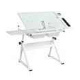 thumbnail image 3 of Kumix Adjustable Tempered Glass Drafting Printing Table with Chair, WHITE, 3 of 7