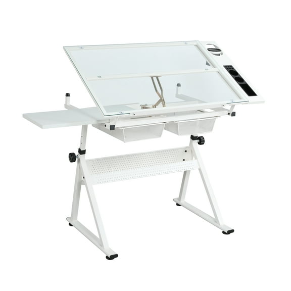 KAAYEE Premium Drawing Draft Table Drafting Drawing Desk for Adults,75-105cm Height Adjustable,White