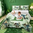 thumbnail image 3 of meiyoeat Dinosaur Monogrammed L Queen Comforter Set,Hreen Tropical Botanical Comforter Sets Queen,Light Gray Reversible,3Pcs,1 Comforter And 2 Pillowcases, 3 of 7