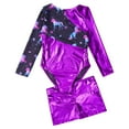 thumbnail image 3 of YONGHS Kids Girls Printed Long Sleeve Dance Gymnastics Leotards and Athletic Shorts Set, 3 of 7