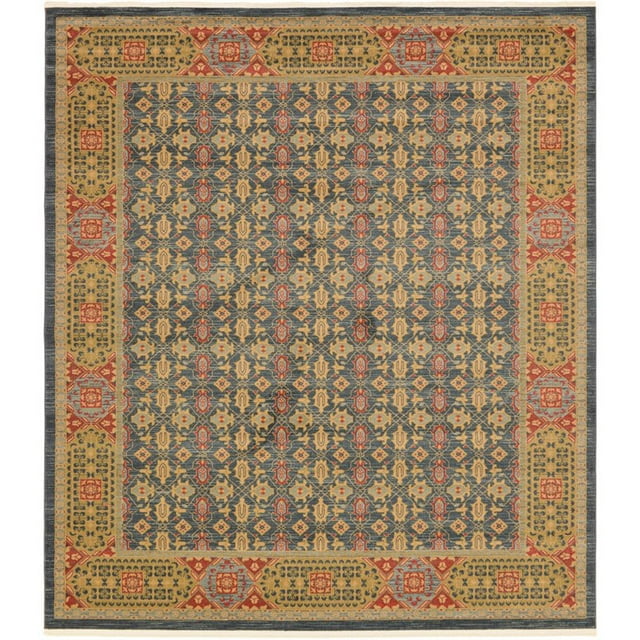 Unique Loom Palace Traditional Geometric Rug 10' x 11' 4 Square Navy Blue/Tan
