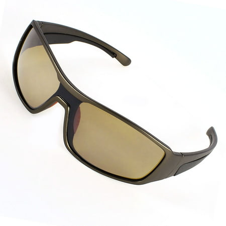 Coffee Color Black Frame Red Rubber Nose Pad Amber Lens Sunglasses for Men