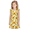 thumbnail image 1 of Balery European-style Pattern Sunflower Camisón de princesa para niñas, pijama de algodón con mangas abullonadas, suave y bonito.-Small, 1 of 6