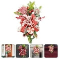 thumbnail image 4 of Corona de bastón de caramelo navideño para puerta de entrada Corona navideña de bastón de caramelo para adorno de bola de Navidad para decoración de interiores del hogar, 4 of 5