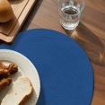 thumbnail image 3 of Pure Navy Blue Round 15 Inch Placemats Set of 6, Simple Solid Color HeatResistant Non Slip Place Mats for Dining Table, Wipeable Braided Kitchen Table Mats for Housewarming, 3 of 9