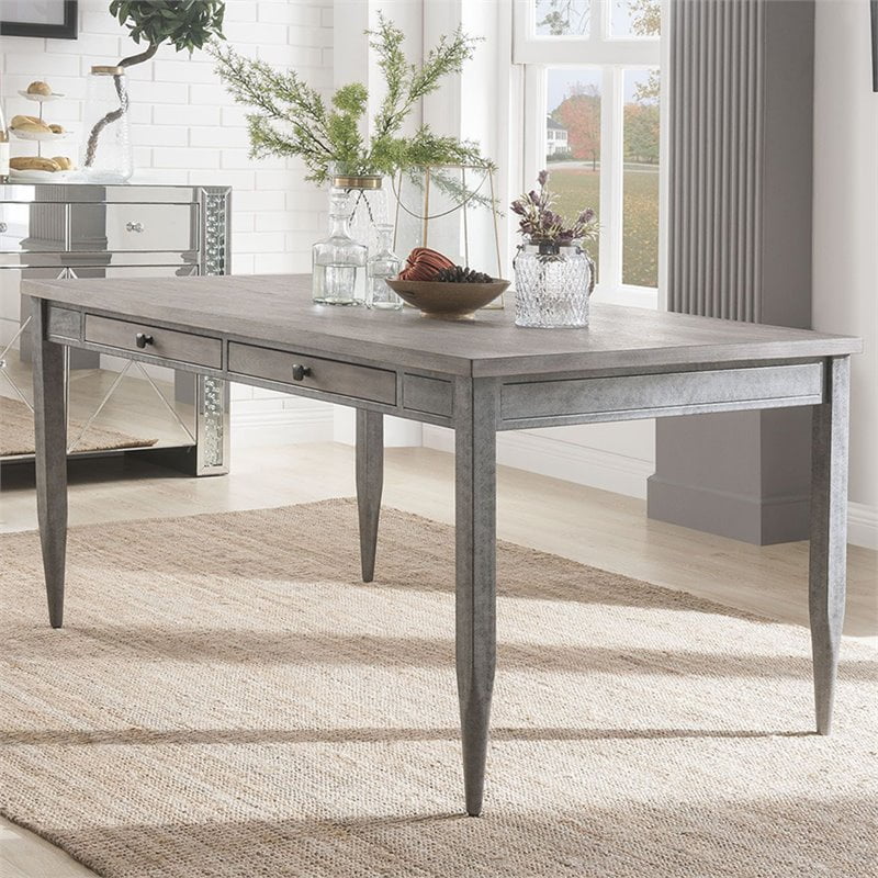 ACME Ornat Dining Table in Gray Oak and Antique Gray
