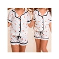 thumbnail image 2 of Mommy and Me Matching Pajamas, Heart Print Button Down Short Sleeve Lapel Tops and Shorts Set Family Sleepwear, 2 of 4