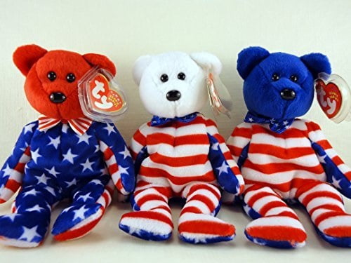 red white and blue beanie baby