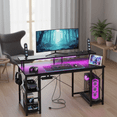 thumbnail image 4 of JIOABL 48 inch Gaming Desk with LED Lights & Power Outlets, Computer Desk with Monitor Stand, APP Control & Headphone Hook, Black, 4 of 6