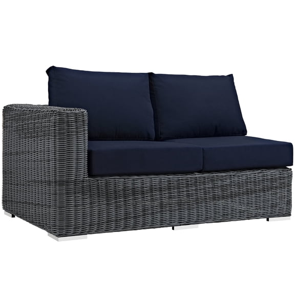 Modway Summon Outdoor Patio Sunbrella® Left Arm Loveseat in Canvas Navy