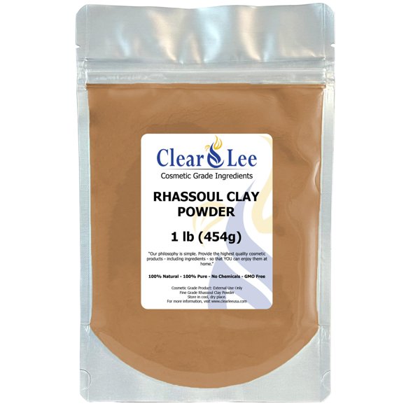 ClearLee Rhassoul Ghassoul Clay Polvo de grado cosmético – Polvo natural puro – Ideal para rejuvenecimiento desintoxicante de la piel y más – Curar la piel dañada – Mascarilla facial de arcilla DIY