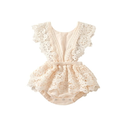 

Canrulo Summer Newborn Baby Girls Lace Romper Sleeveless Princess Bodysuit Sunsuit Outfits Creamy White 18-24 Months