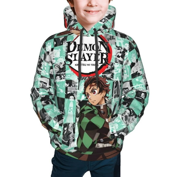 Demon Slayer Tanjiro Kamado Kids' Hoodie 3d Print Sweatshirt Soft Pullover Hooded With Big Pockets For Boys Or Girls Small