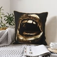 thumbnail image 6 of Fotbe Golden Lips Modern Sculpture Pattern Velvet Decorative Throw Pillow Covers with Elegant Piping, Soft Plush Cushion Cover for Sofa, Bed, Car, Office-16"x16", 6 of 8