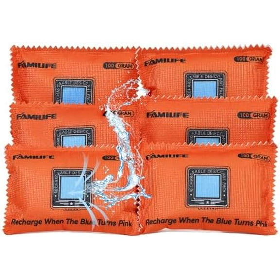 100g Rechargeable Desiccant Packs for Storage, Reusable Dehumidifier Bags Color Indicating Silica Gel Packets Portable Moisture Absorbers for Storage Bins, Car, Closet, Gun Safe, Electronics$$Office