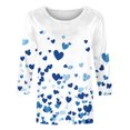 thumbnail image 4 of gakvbuo Valentine Day Shirt for Women Trendy 3/4 Sleeve Tunic Tops Cute Graphic Tees Round Neck Casual Funny Shirts Tops Blouse, 4 of 5