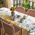 thumbnail image 3 of White Daisy Table Cloths for 8 Foot Rectangle Tables, Spring Floral Elegant Farmhouse Botanical Bees Patio Waterproof Elastic Fitted Tablecloths, Washable Rectangular Table Cover for Camping, 3 of 8