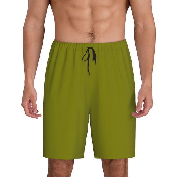 Fotbe Olive Pantalones Cortos de Pijama para Hombre, Ropa de Dormir, Pantalones de Pijama Cortos para Hombre-Medium