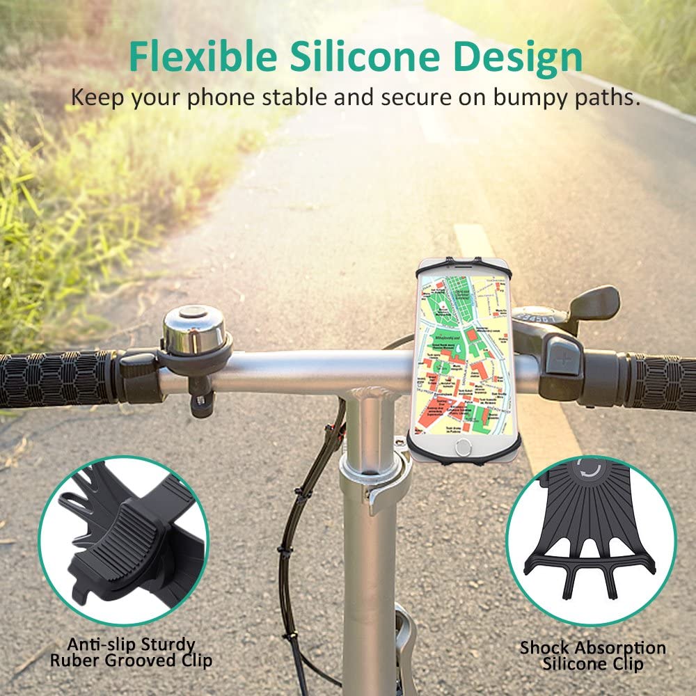 Bike Phone Mount, Universal Bike Cell Phone Holder, 360掳 Rotatable, Silicone Bicycle Phone Mount Compatible with iPhone 12/Pro/mini/11/Xs/Max/Xr/X/7/8/Plus - image 5 of 7