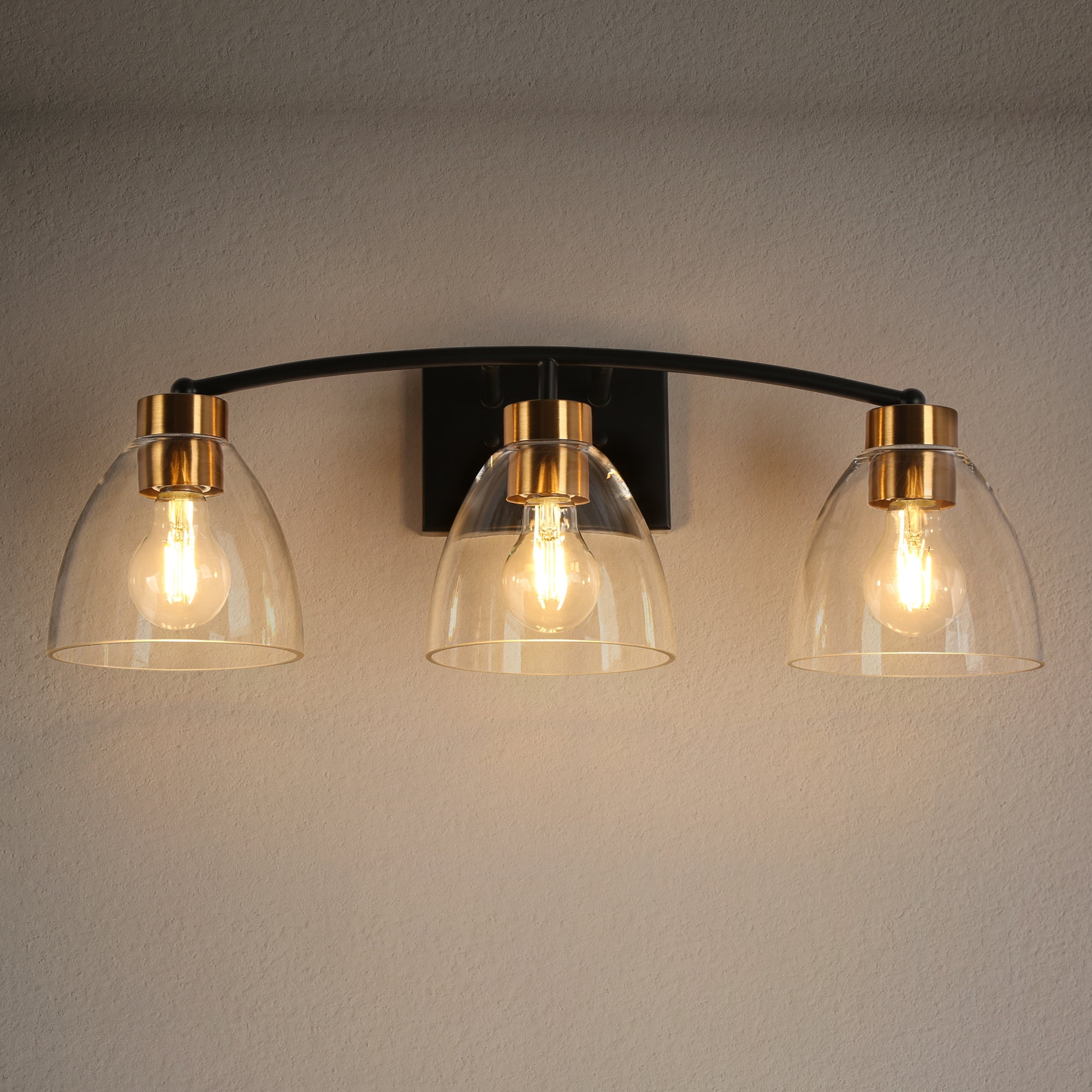 LNC Guayaba 22.8-in 3-Light Matte Black LED Modern/Contemporary Vanity Light Bar