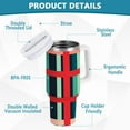 thumbnail image 2 of Yayeee 30oz Double-Wall Insulated Stainless Steel Tumbler with Handle Bottle, Green Plaid, 2 of 8